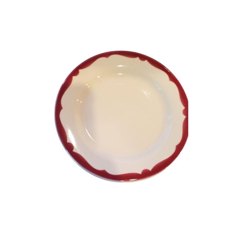 Vintage (4) Buffalo China Crest Plates Red 6 3/8" Dessert Bread‎ Restaurant